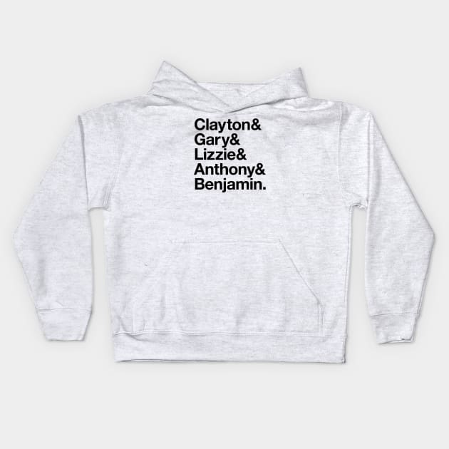 Gears Of War Helvetica Light: Clayton Gary Lizzie Anthony Benjamin Kids Hoodie by Vincent Garguilo